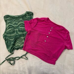 Pink & Green Cropped Shirt Bundle